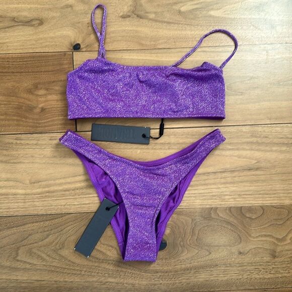 TRIANGL- MICA CHEEKY VIOLET SPARKLE SET NO BAG NEW WITH TAGS 💜 - Picture 3 of 5